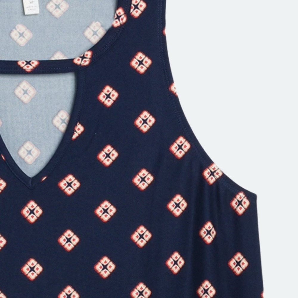 Brittan Renata Navy Sleeveless Dress with Red Pattern - Picture 4 of 6